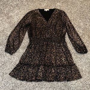 Metallic Brown Leopard Print Michael Kors Dress - Size XL